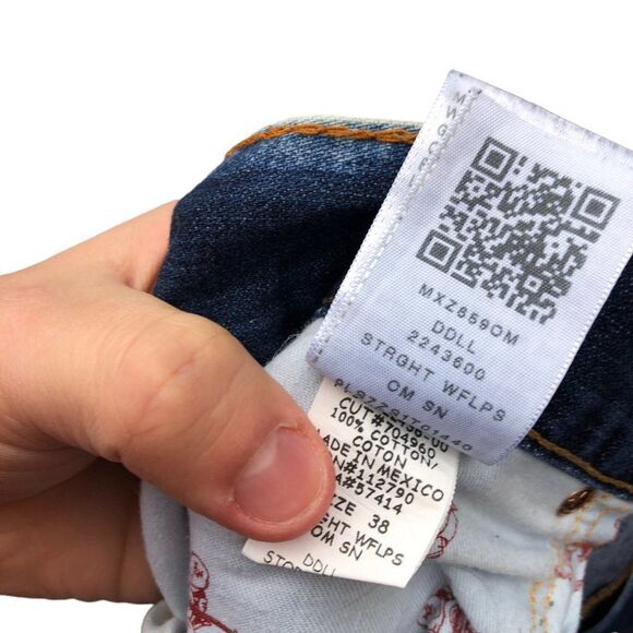 Vintage True Religion Jeans Size 38 STRAIGHT FLAP T Blue - Picture 6 of 12